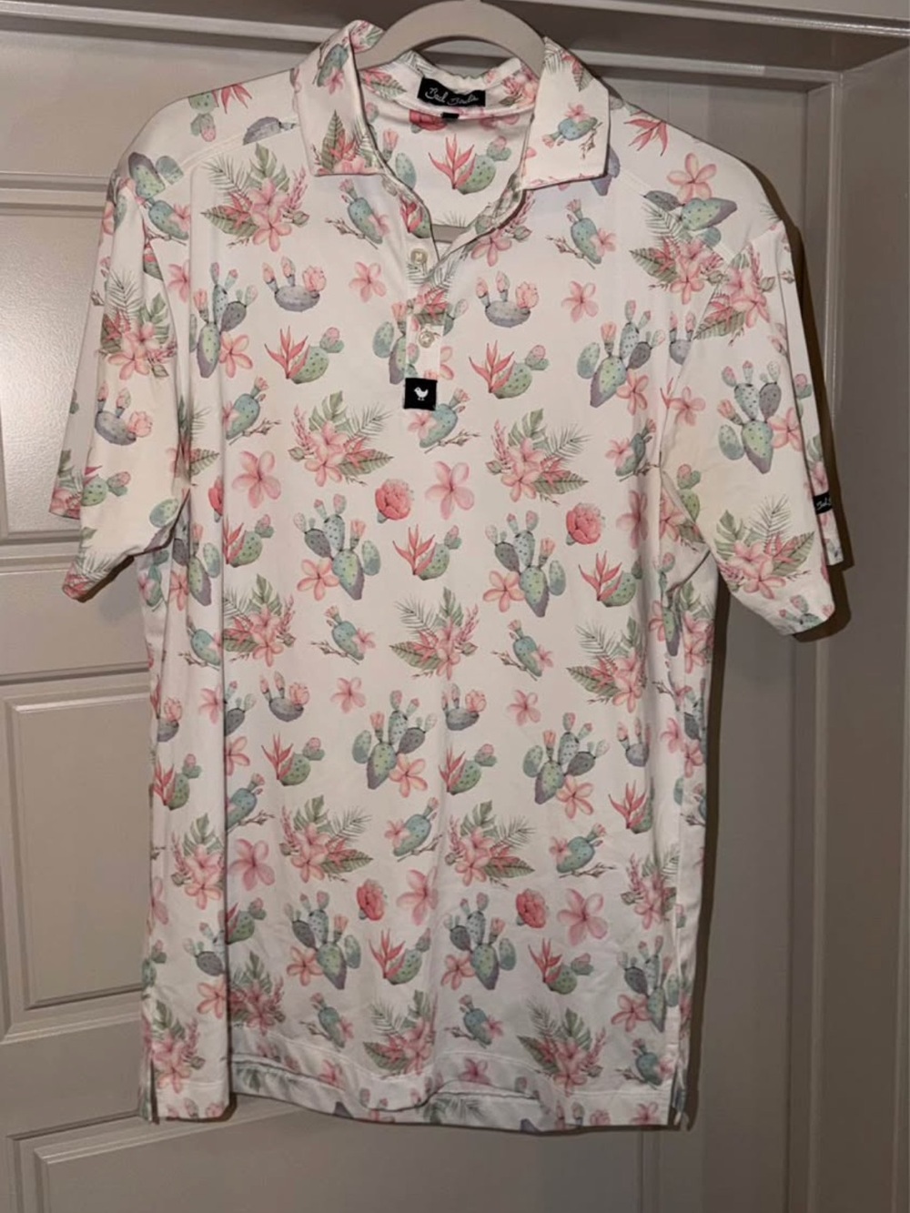 Bad Birdie Men's Floral Cactus Polo Shirt
